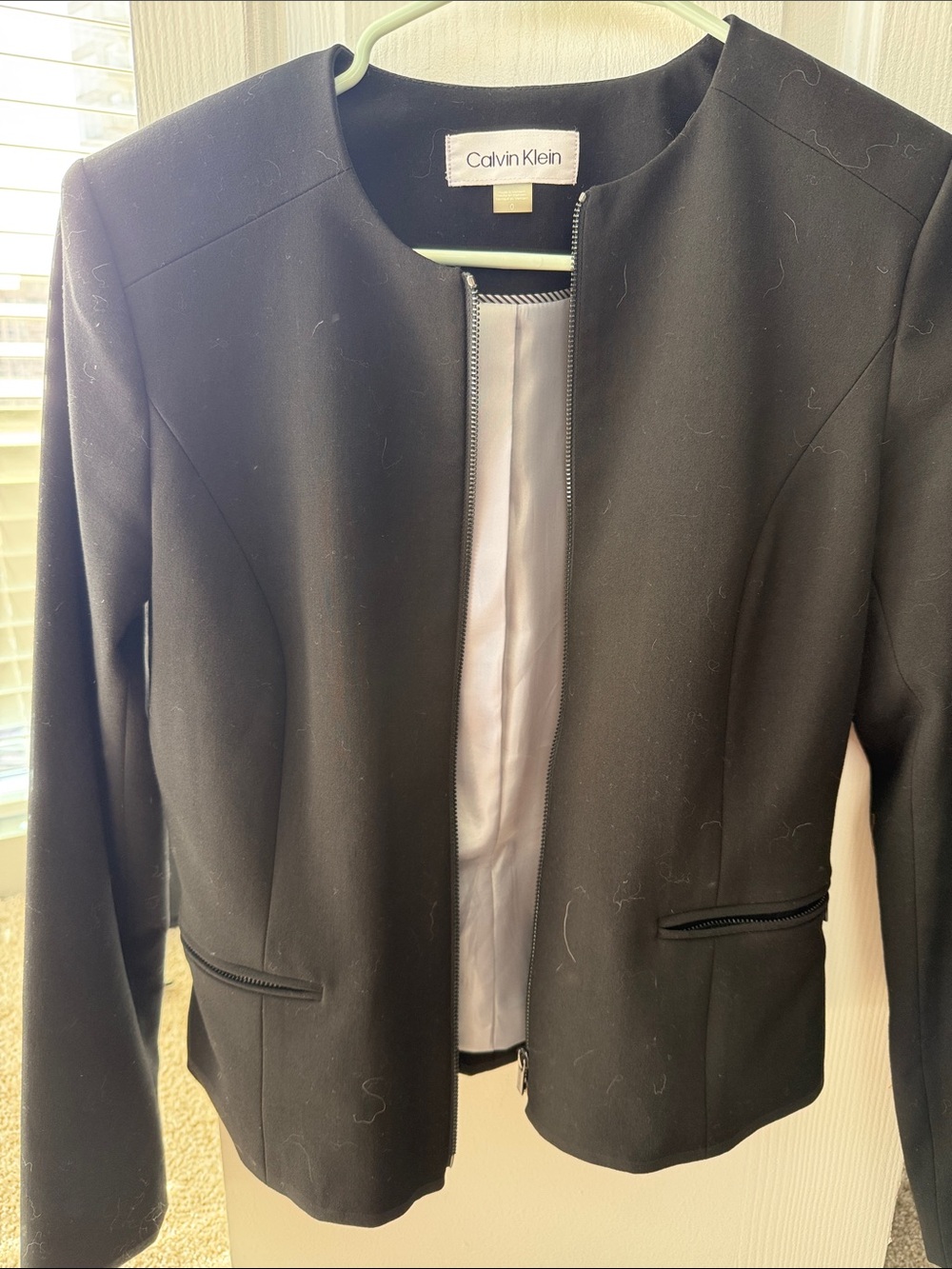 Calvin Klein Black Women's Zip-Front Blazer Jacket